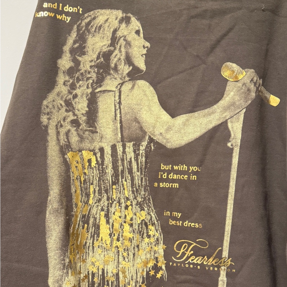 Taylor Swift Brown Hoodie with Gold Stars - Picture 5 of 6
